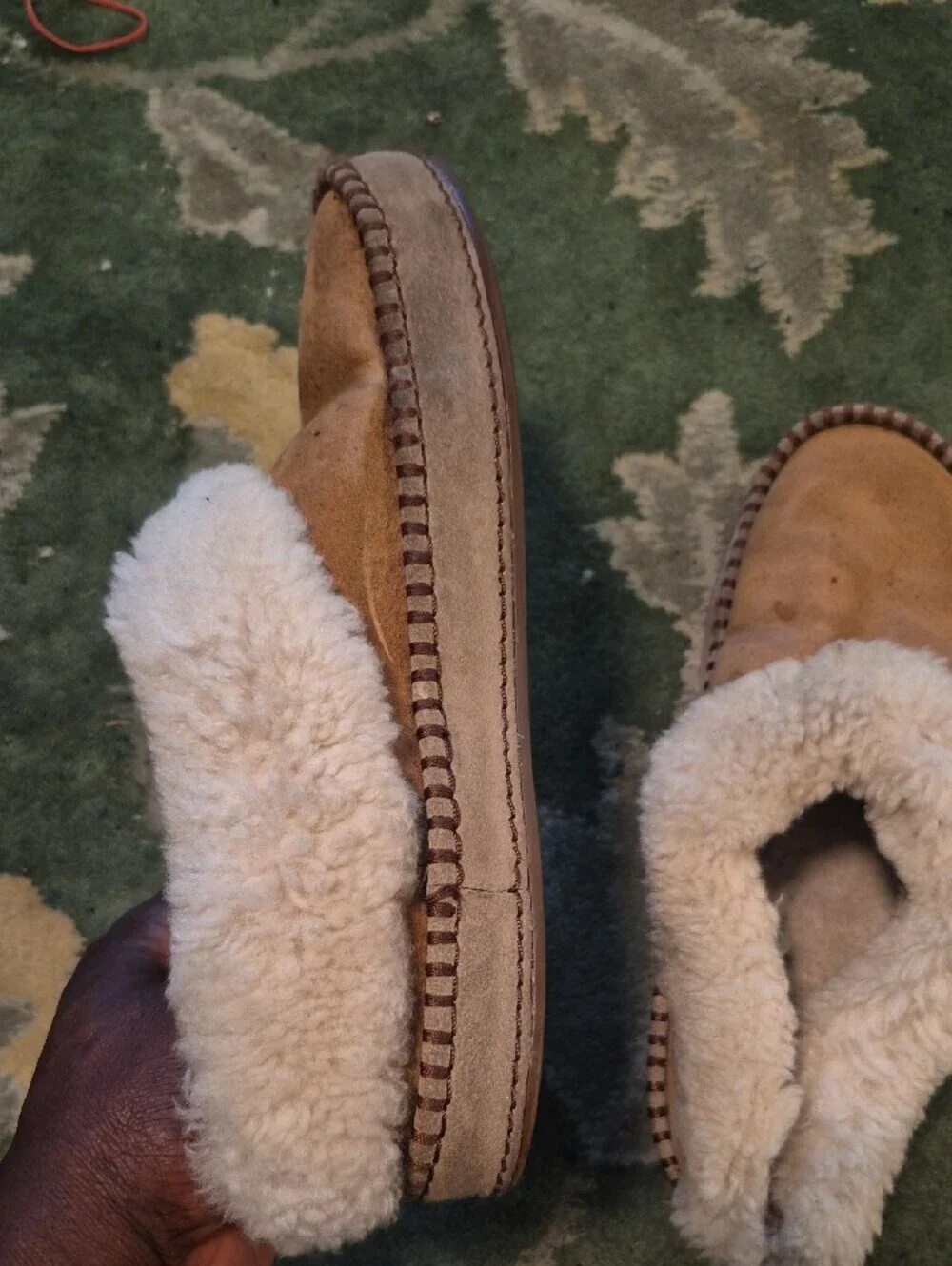 UGG Tan Suede Faux-Shearling Cuff Slip-On Winter Boots